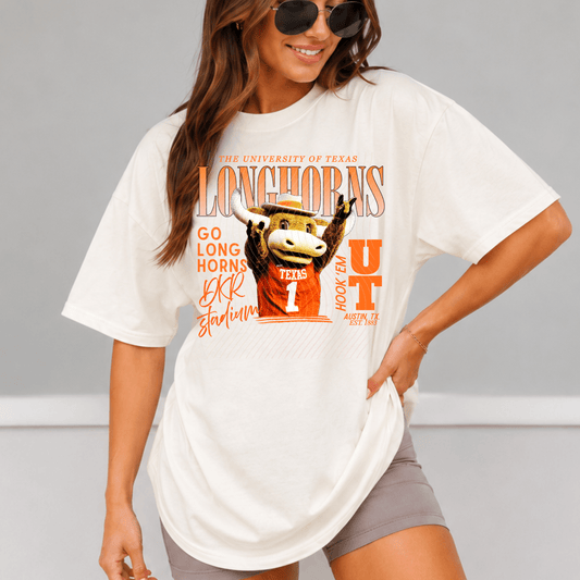 Longhorns Comfort Colors Shirt, Trendy Horns College Football Tee - EMORY PAGE