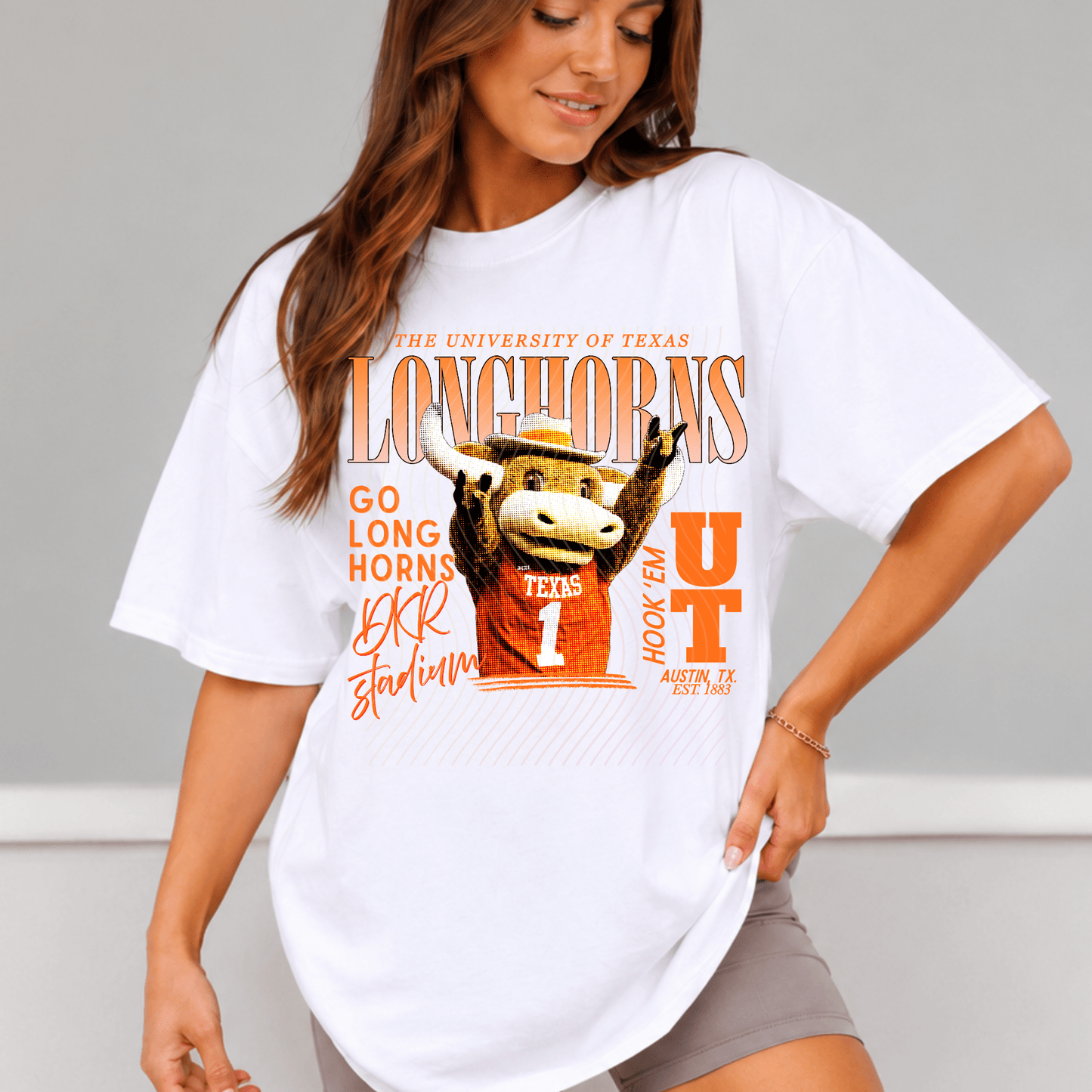 Longhorns Comfort Colors Shirt, Trendy Horns College Football Tee - EMORY PAGE