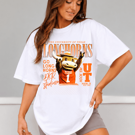 Longhorns Comfort Colors Shirt, Trendy Horns College Football Tee - EMORY PAGE