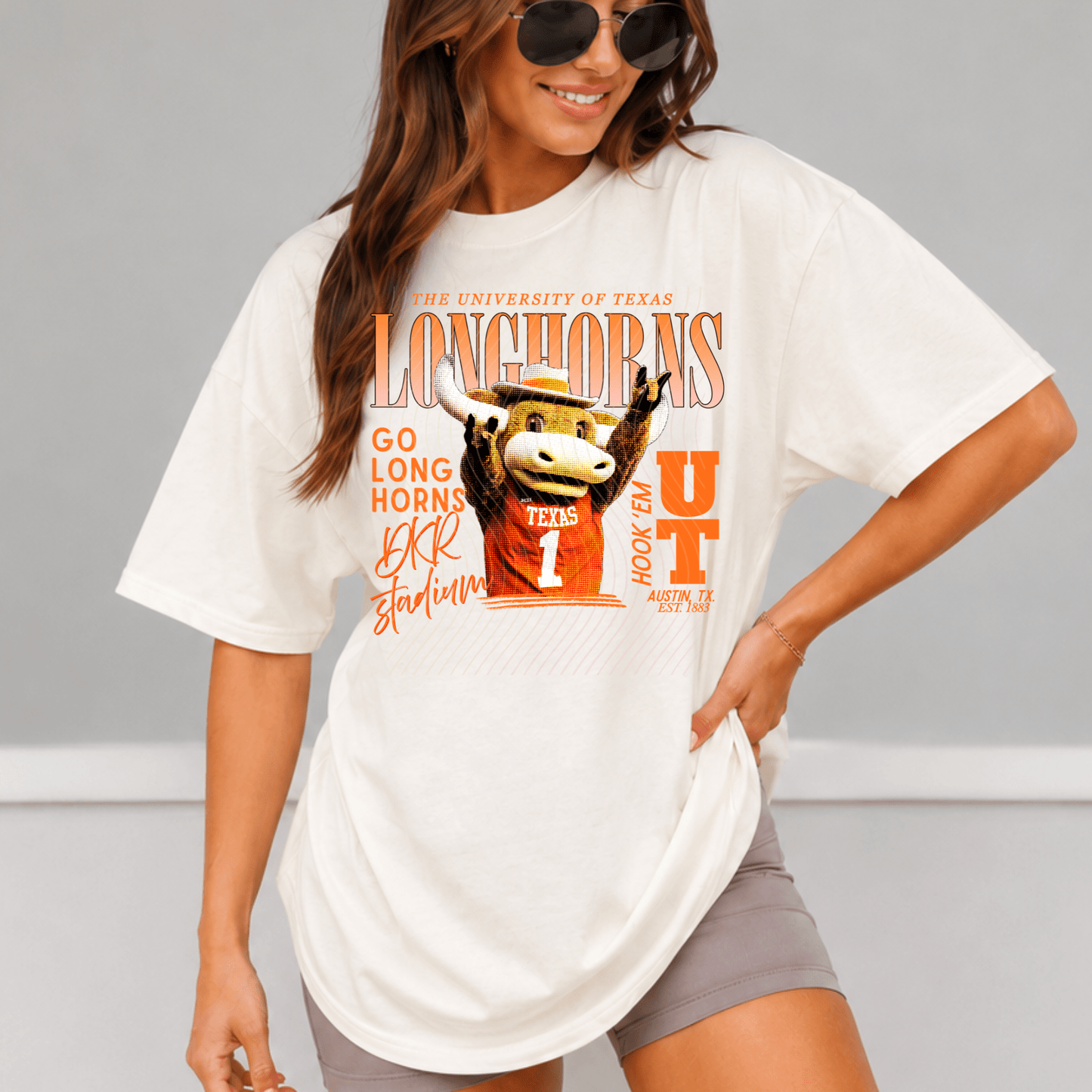 Longhorns Comfort Colors Shirt, Trendy Horns College Football Tee - EMORY PAGE