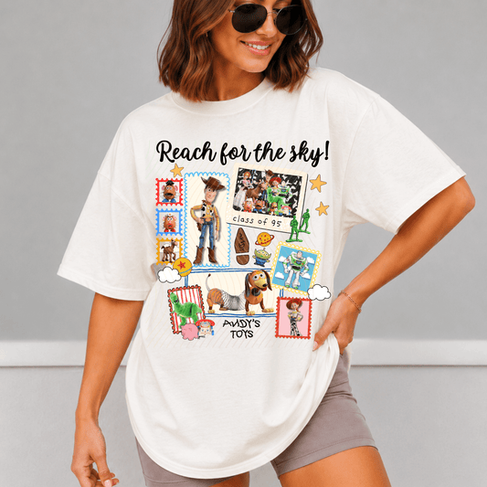 Reach for the Sky Comfort Colors Shirt, You've Got a Friend Tee, Andy's Toy Box - EMORY PAGE