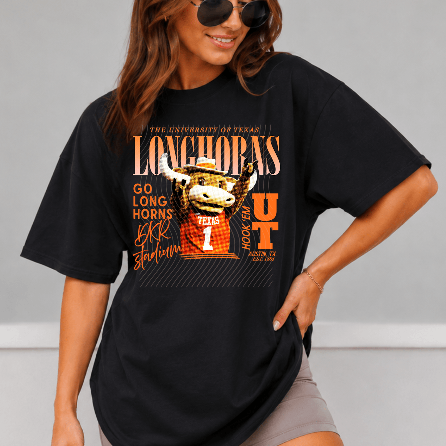 Longhorns Comfort Colors Shirt, Trendy Horns College Football Tee - EMORY PAGE