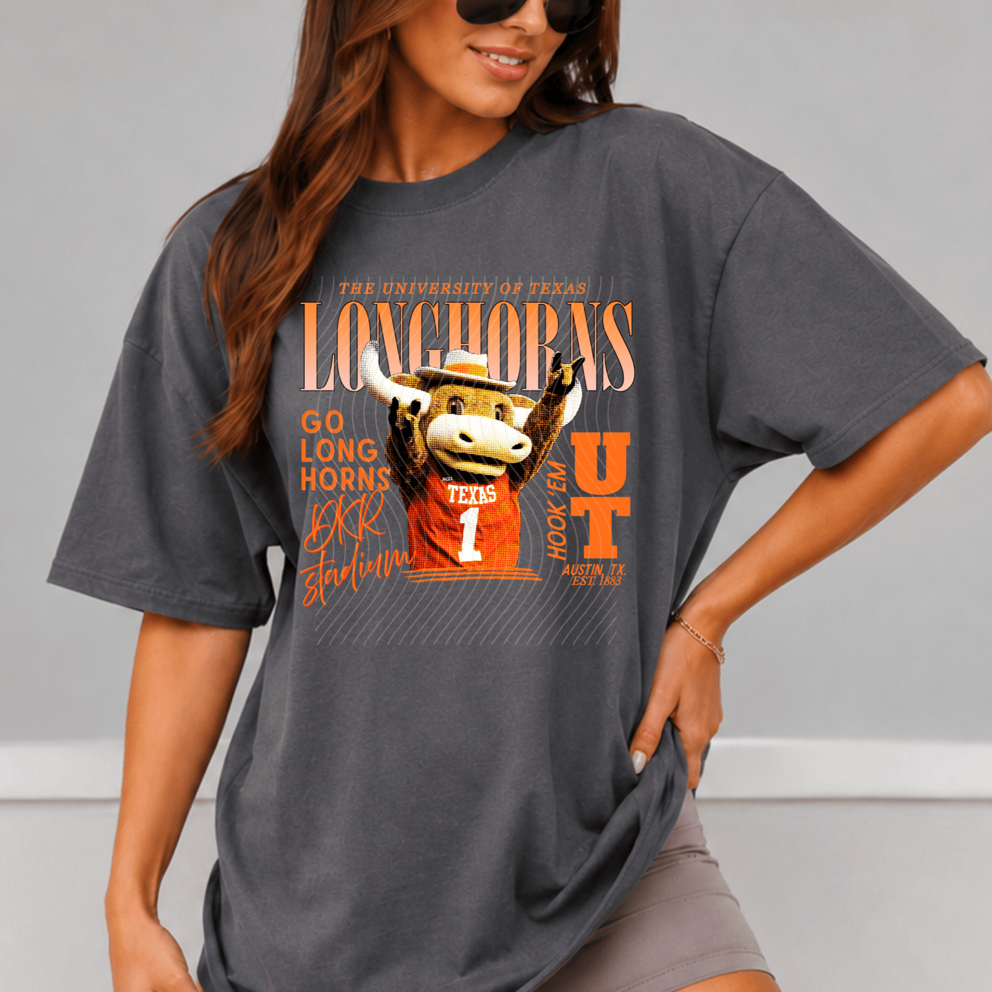 Longhorns Comfort Colors Shirt, Trendy Horns College Football Tee - EMORY PAGE