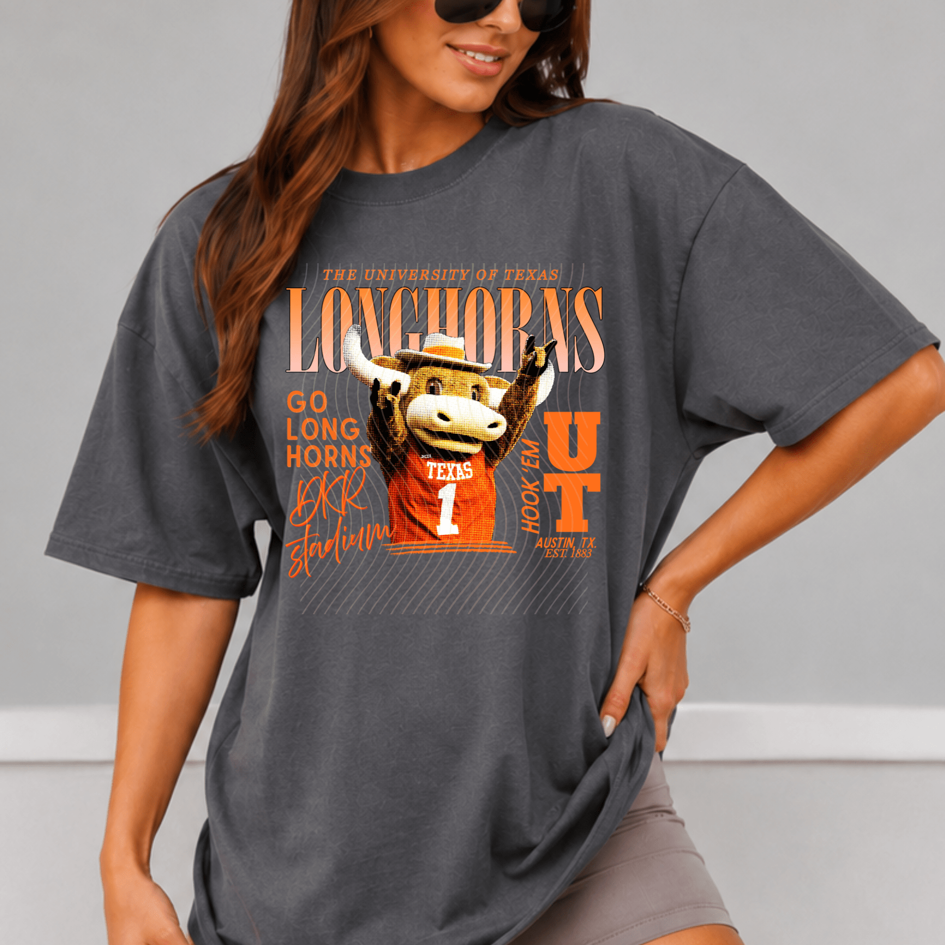Longhorns Comfort Colors Shirt, Trendy Horns College Football Tee - EMORY PAGE
